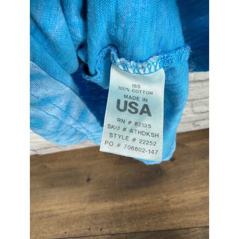 Fresh Produce Blue Tie Dye Geometric Print Henley Top Women's Small Coastal Boho - Picture 7 of 9